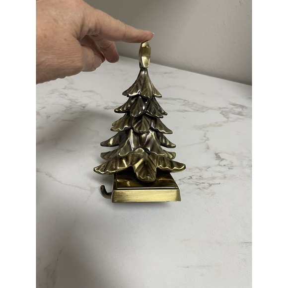 Bronze Metal 3D Christmas Tree Stocking Hanger Mantel Fireplace Hook Holder - Picture 11 of 11